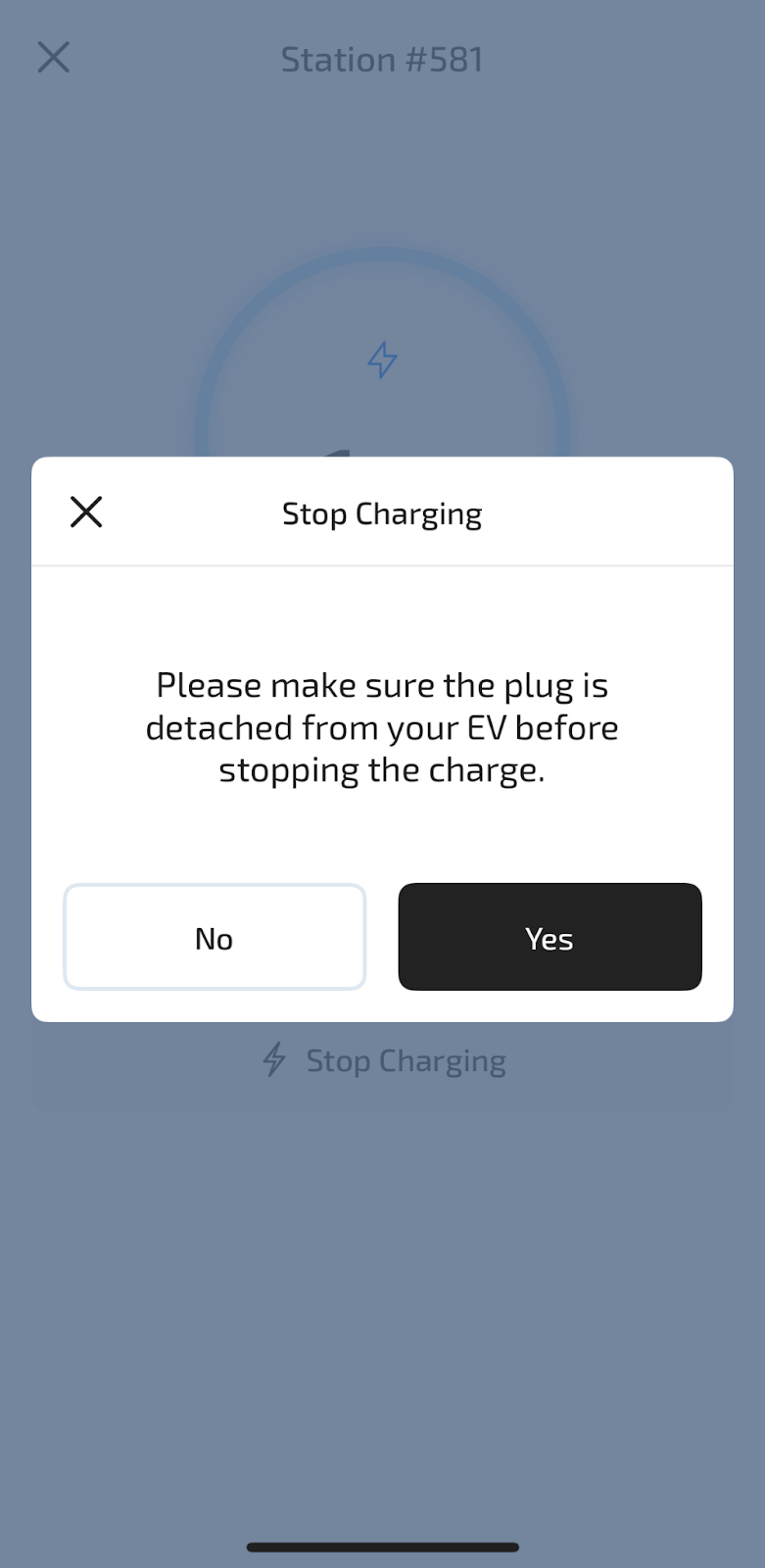 Stop OCPP Charging button in Powerly mobile app