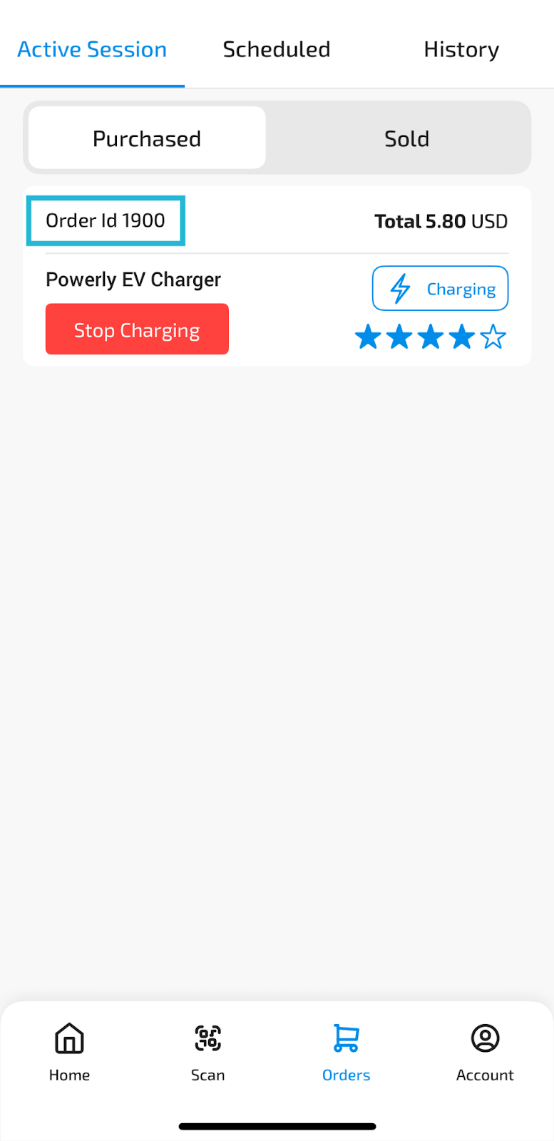 Feedback pop-up after EV charging session in Powerly app