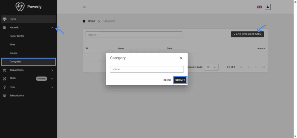Categories make searching faster in large networks by Powerly Charging Management System